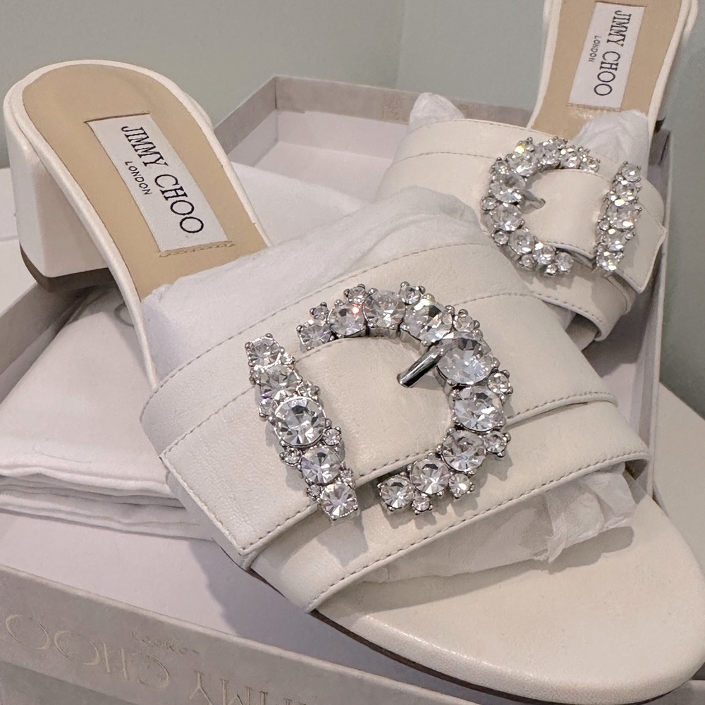 Jimmy Choo White Cheri Mule